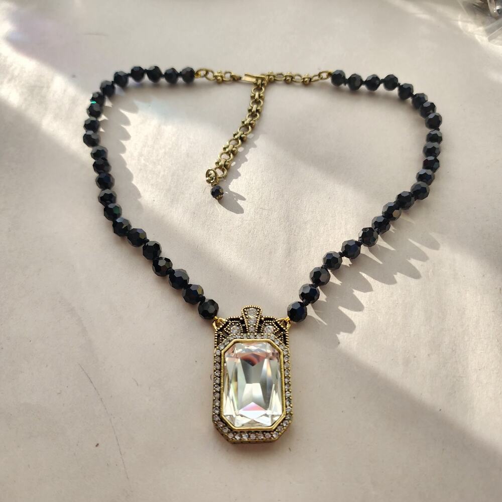 Heidi Daus Necklace Swarovski Crystal Black White New Statement Royal - Picture 4 of 9